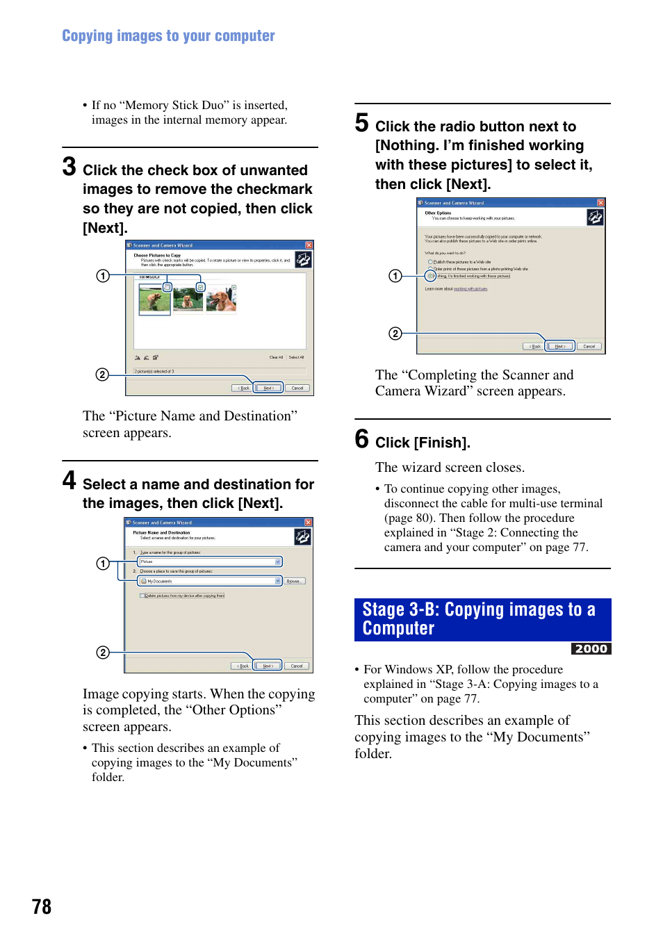 Stage 3-b: copying images to a computer | Sony DSC-W90 User Manual | Page 78 / 121