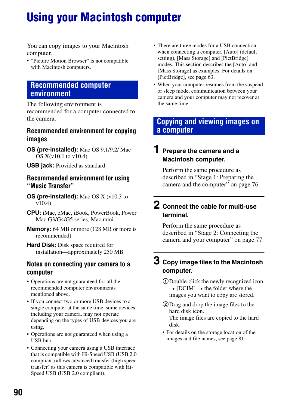 Using your macintosh computer | Sony DSC-W90 User Manual | Page 90 / 121