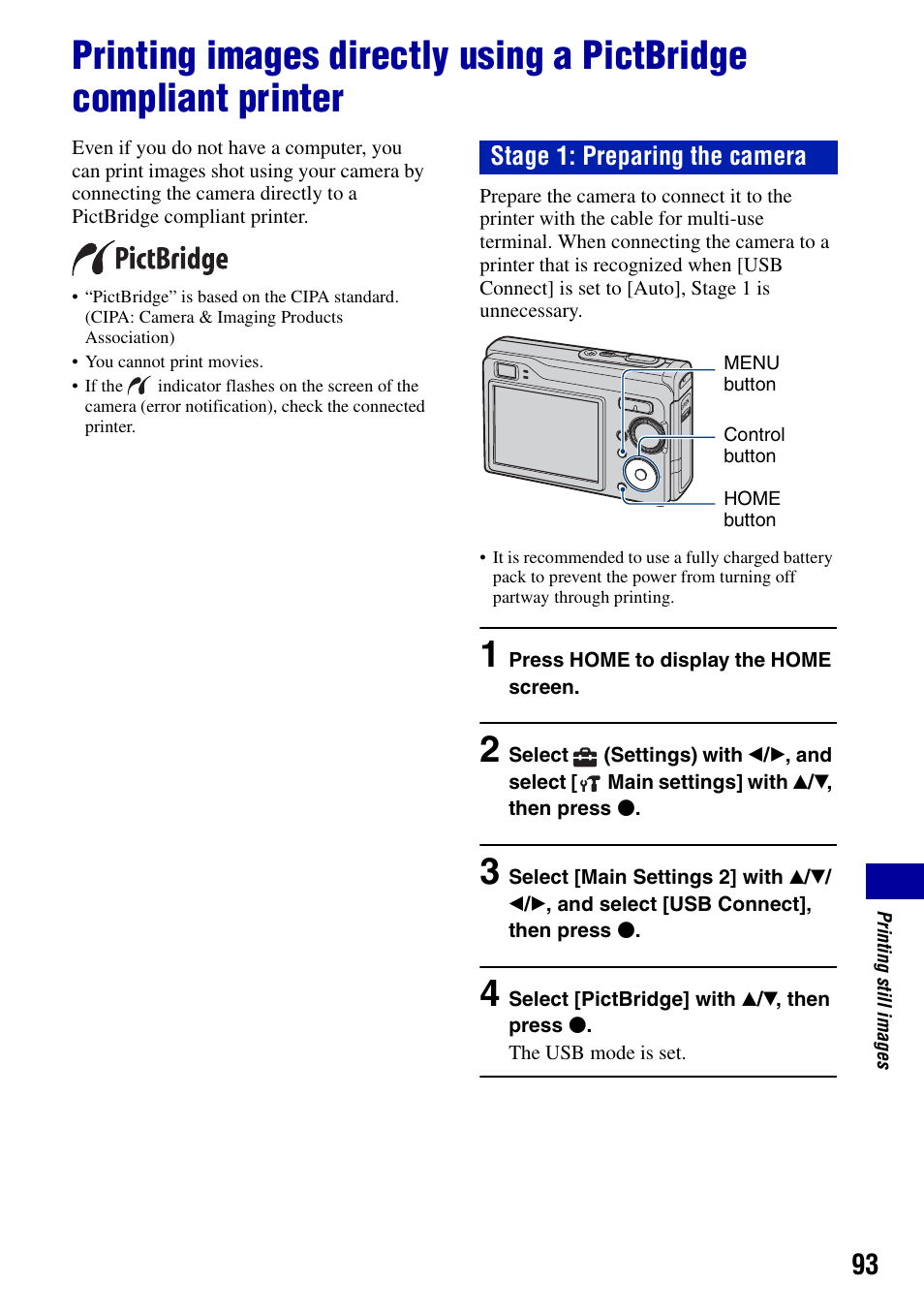 Stage 1: preparing the camera | Sony DSC-W90 User Manual | Page 93 / 121