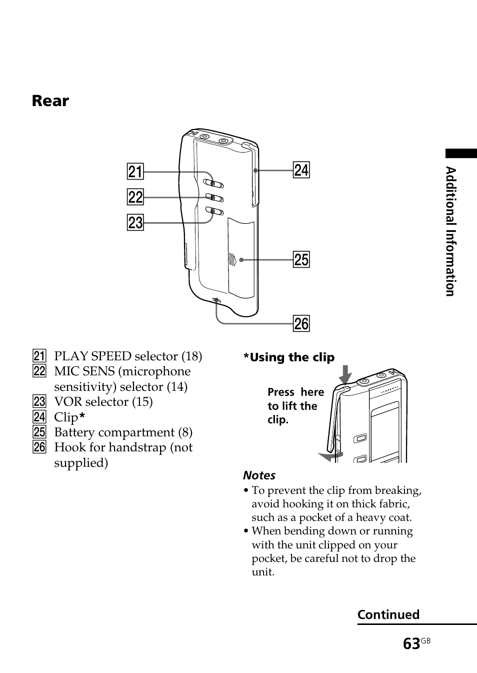 Rear wh wg wf wa ws wd | Sony ICD-BP150 User Manual | Page 63 / 68