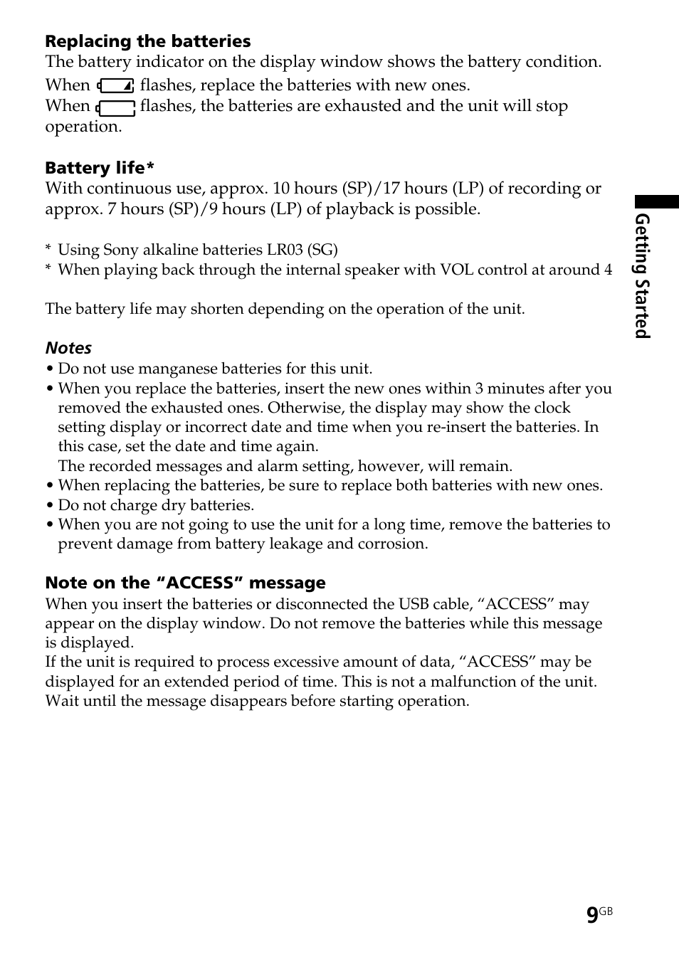 Sony ICD-BP150 User Manual | Page 9 / 68