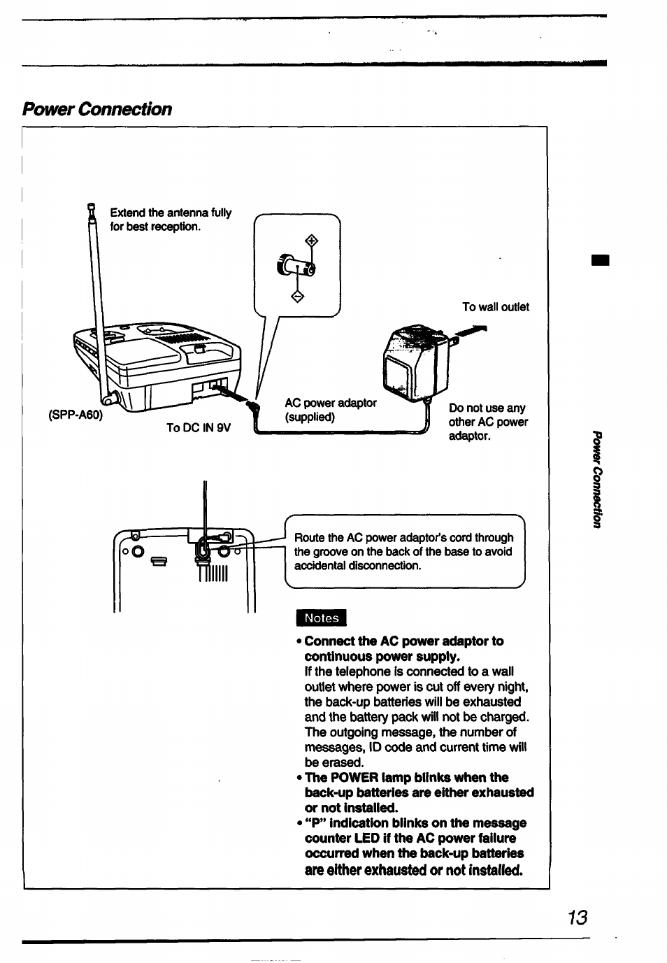 Power connection | Sony SPP-A60 User Manual | Page 13 / 52