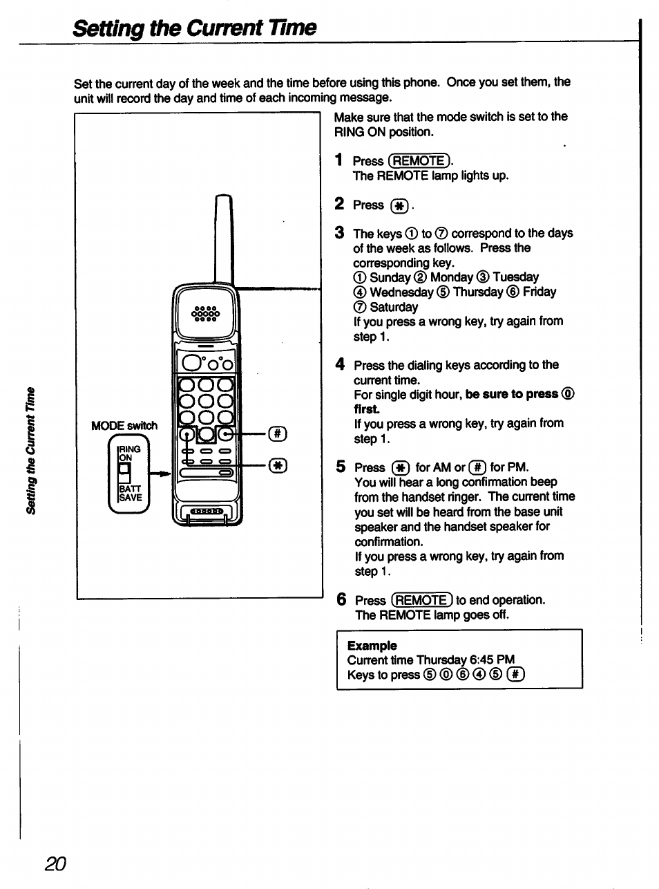 Setting the current time | Sony SPP-A60 User Manual | Page 20 / 52