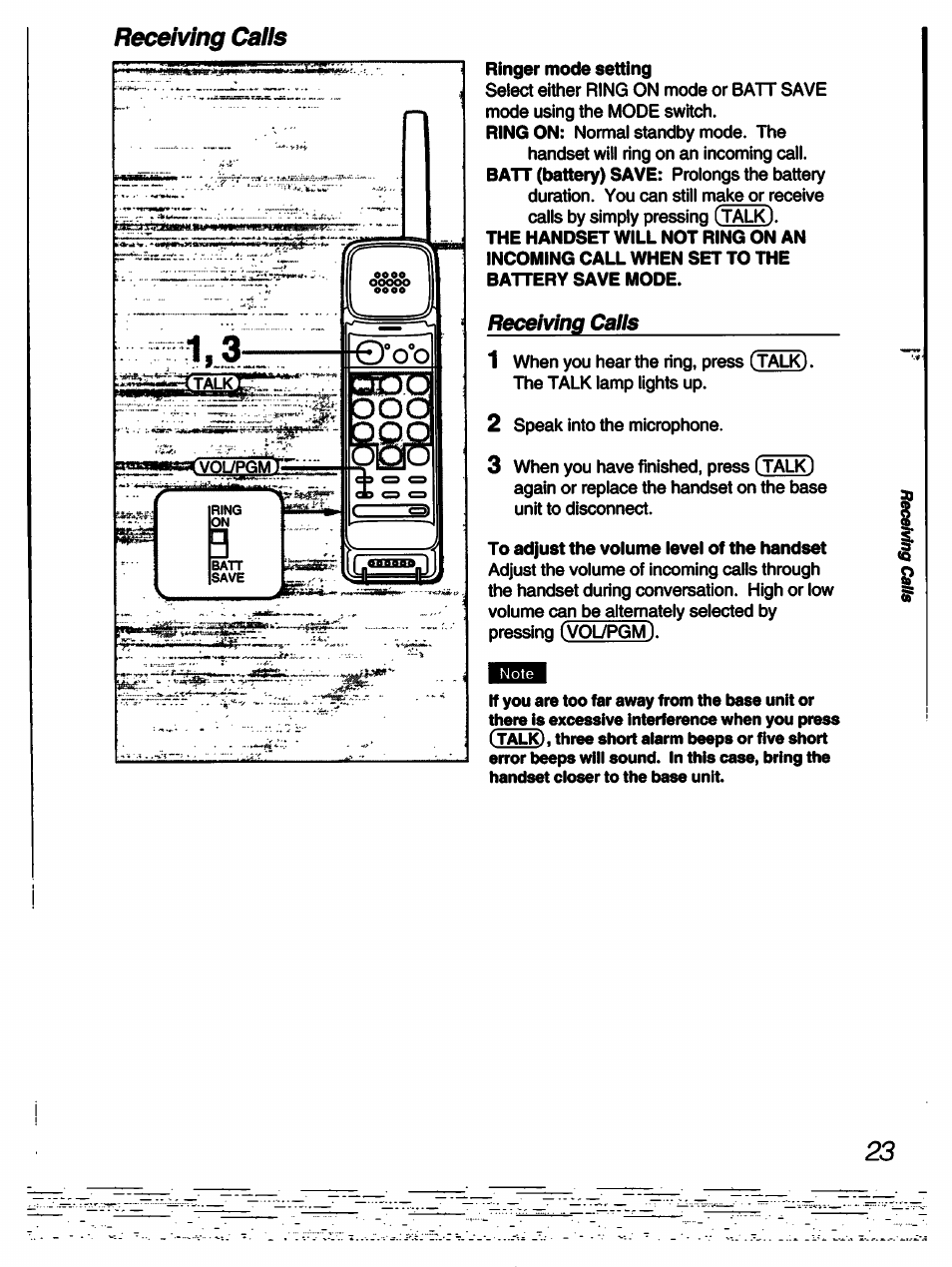 Receiving calls, Receiving caiis | Sony SPP-A60 User Manual | Page 23 / 52