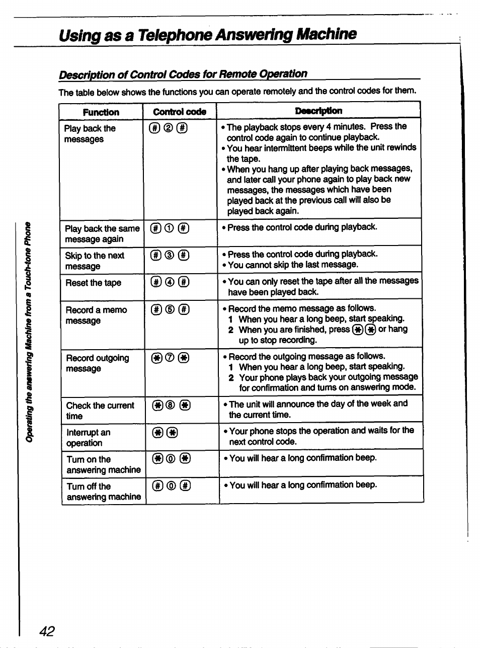 Using as a telephona answering machine | Sony SPP-A60 User Manual | Page 42 / 52