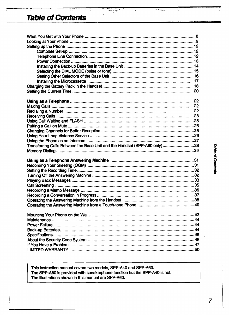 Sony SPP-A60 User Manual | Page 7 / 52