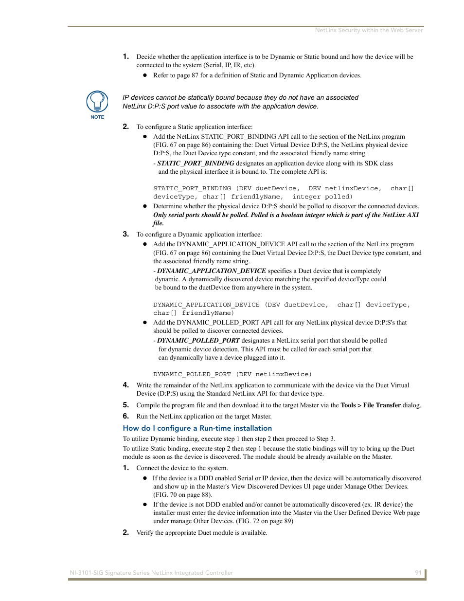 How do i configure a run-time installation | AMX Signature Series NetLinx Integrated Controller NI-3101-SIG User Manual | Page 101 / 156