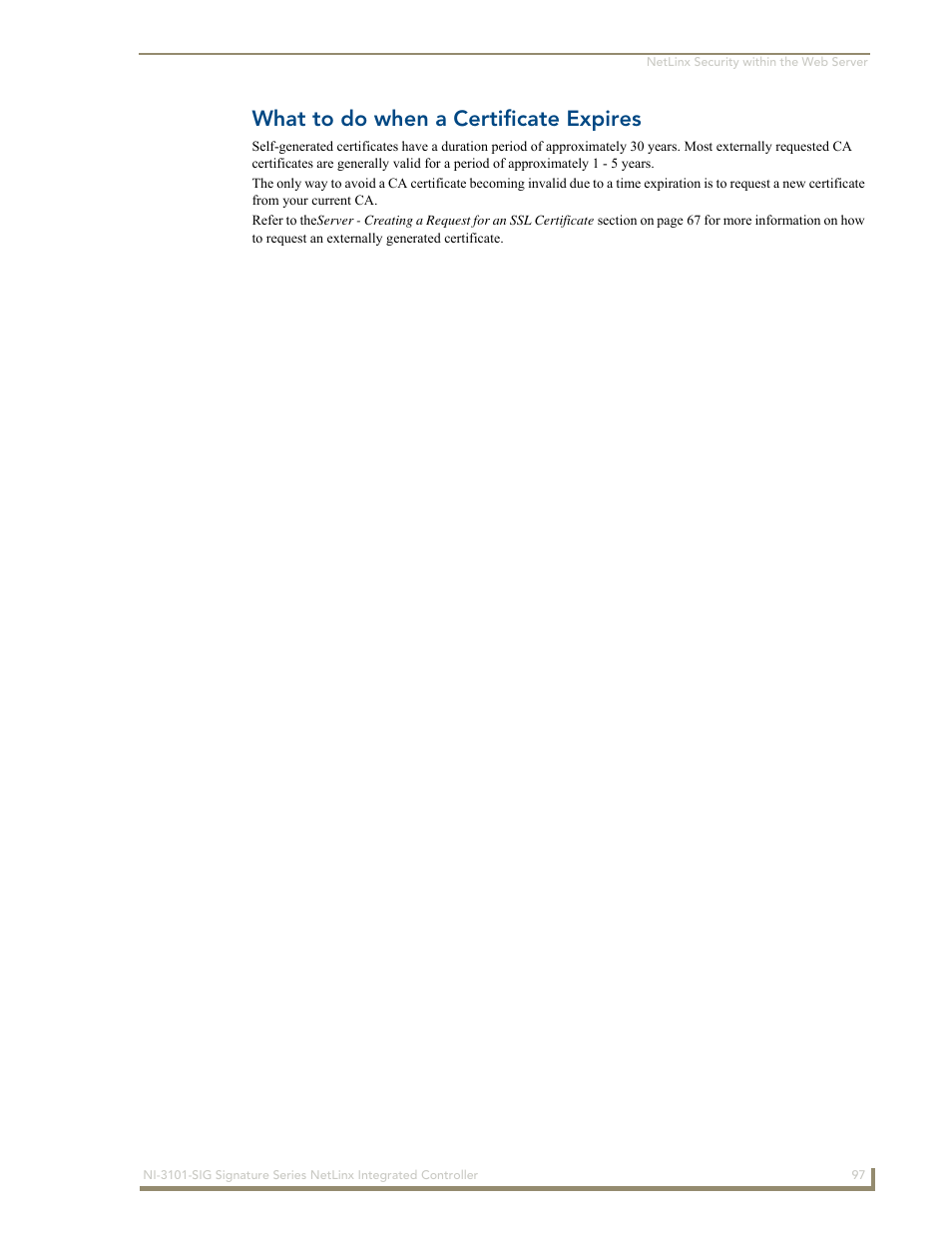 What to do when a certificate expires | AMX Signature Series NetLinx Integrated Controller NI-3101-SIG User Manual | Page 107 / 156