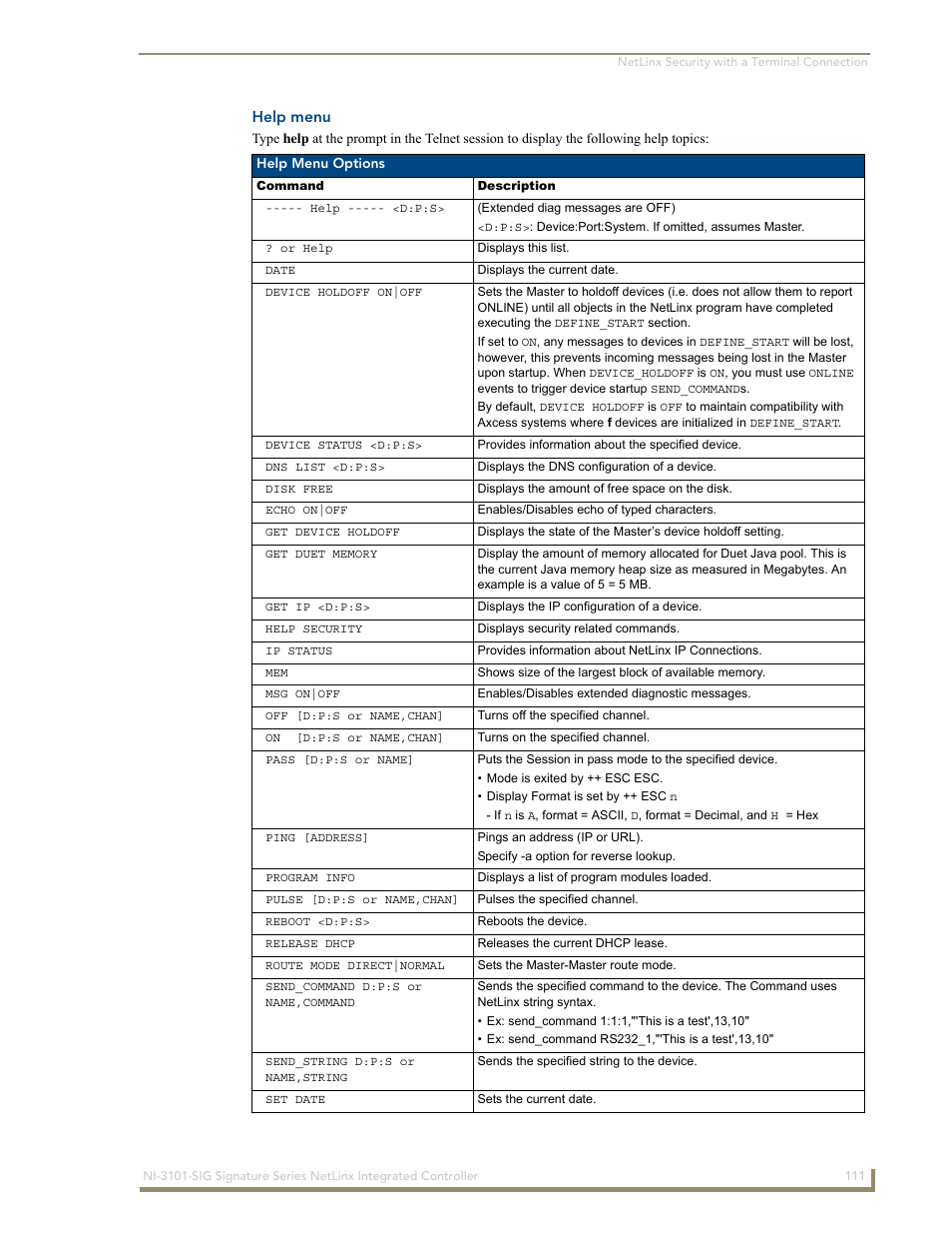 Help menu | AMX Signature Series NetLinx Integrated Controller NI-3101-SIG User Manual | Page 121 / 156