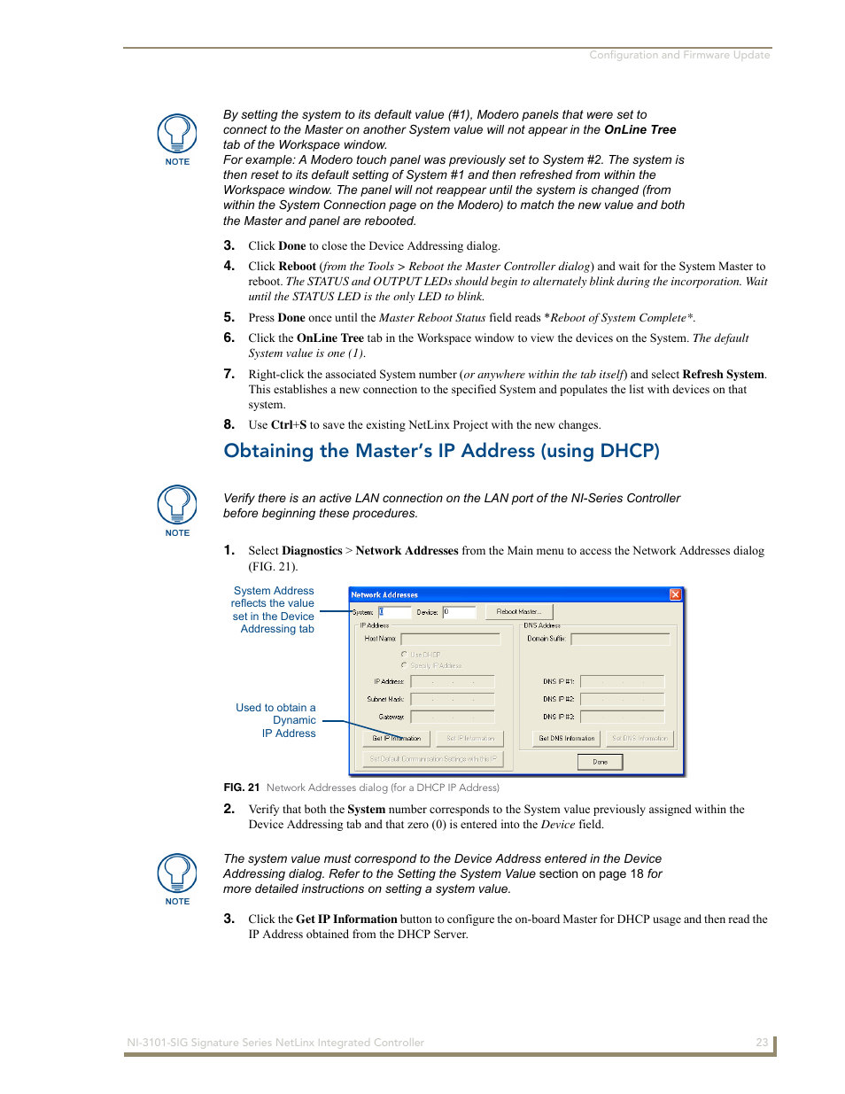 Obtaining the master’s ip address (using dhcp) | AMX Signature Series NetLinx Integrated Controller NI-3101-SIG User Manual | Page 33 / 156