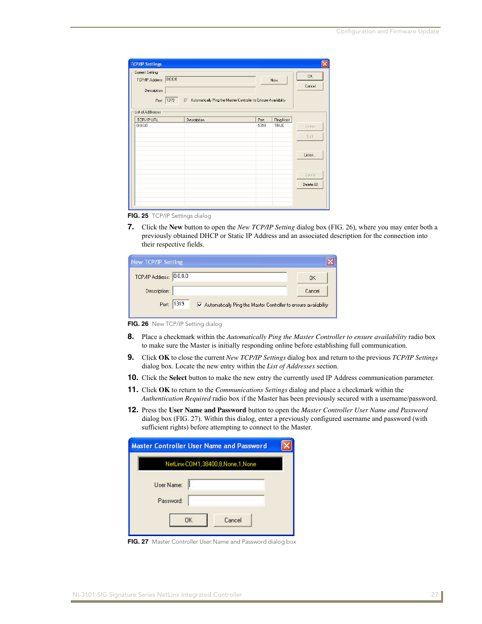 Fig. 25). this dialog cont | AMX Signature Series NetLinx Integrated Controller NI-3101-SIG User Manual | Page 37 / 156