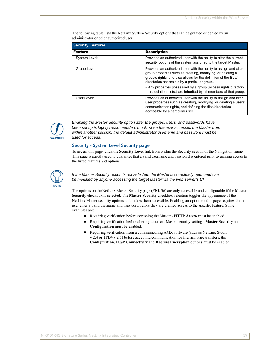 AMX Signature Series NetLinx Integrated Controller NI-3101-SIG User Manual | Page 49 / 156
