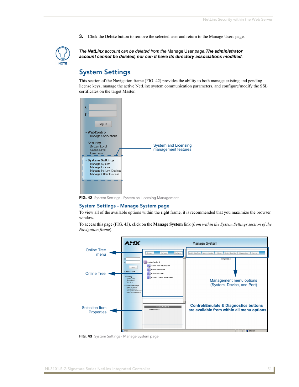 System settings | AMX Signature Series NetLinx Integrated Controller NI-3101-SIG User Manual | Page 61 / 156