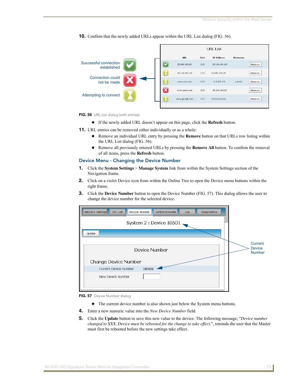 Device menu - changing the device number | AMX Signature Series NetLinx Integrated Controller NI-3101-SIG User Manual | Page 83 / 156