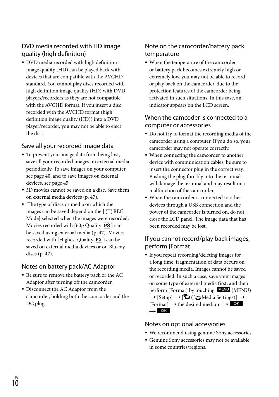 Save all your recorded image data | Sony HDR-TD10 User Manual | Page 10 / 142