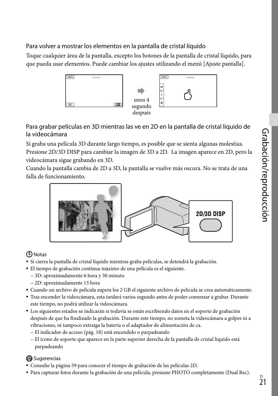 Gr abación/r epr oduc ción | Sony HDR-TD10 User Manual | Page 93 / 142