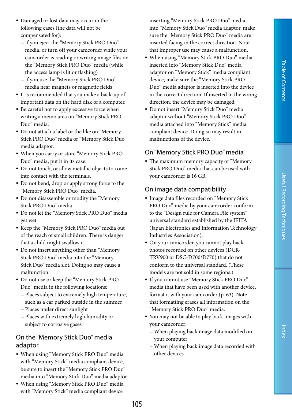On image data compatibility | Sony HDR-CX100 User Manual | Page 105 / 113
