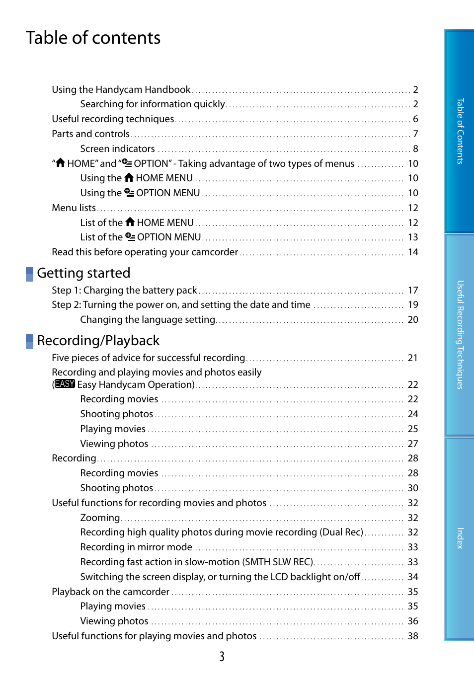 Sony HDR-CX100 User Manual | Page 3 / 113