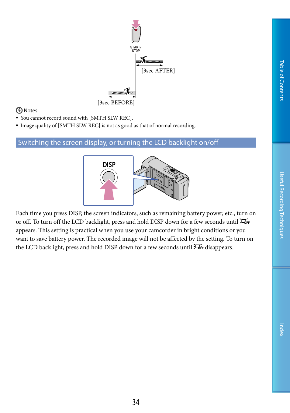 On (34), F (34) | Sony HDR-CX100 User Manual | Page 34 / 113
