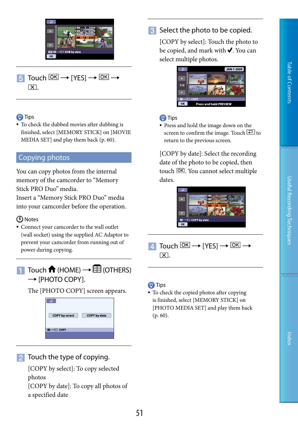 Copying photos | Sony HDR-CX100 User Manual | Page 51 / 113