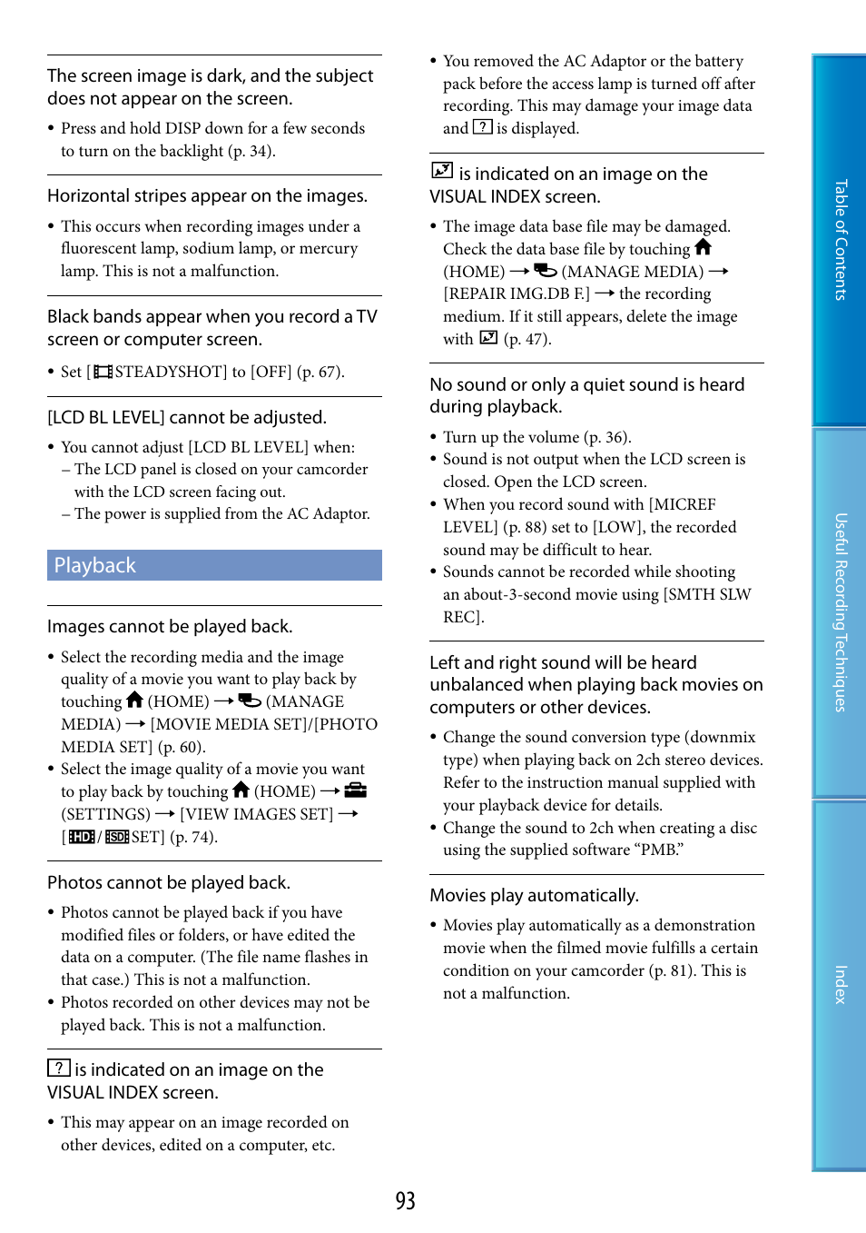 Playback | Sony HDR-CX100 User Manual | Page 93 / 113