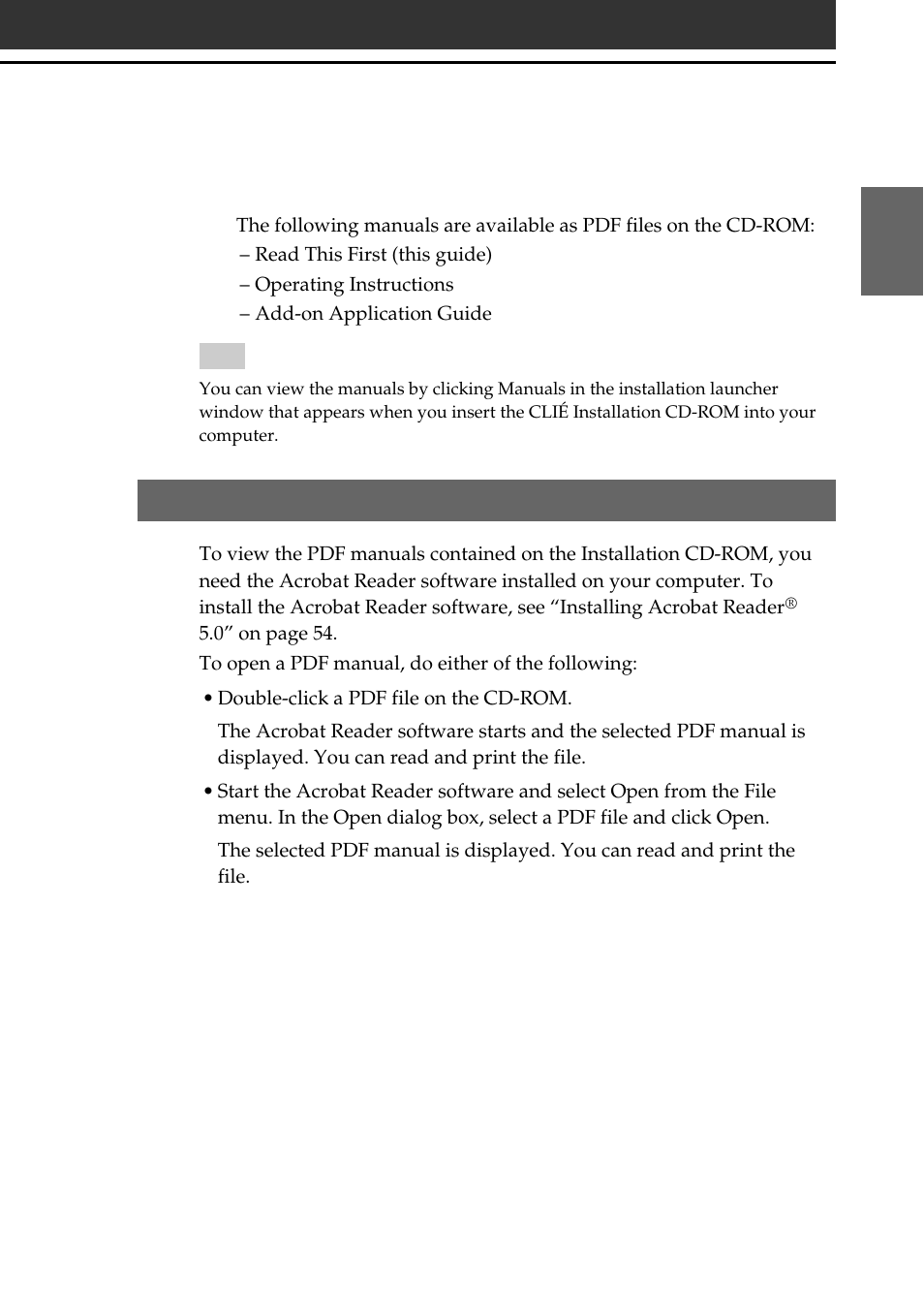 How to read the pdf manuals on the cd-rom | Sony PEG-T665C User Manual | Page 23 / 68