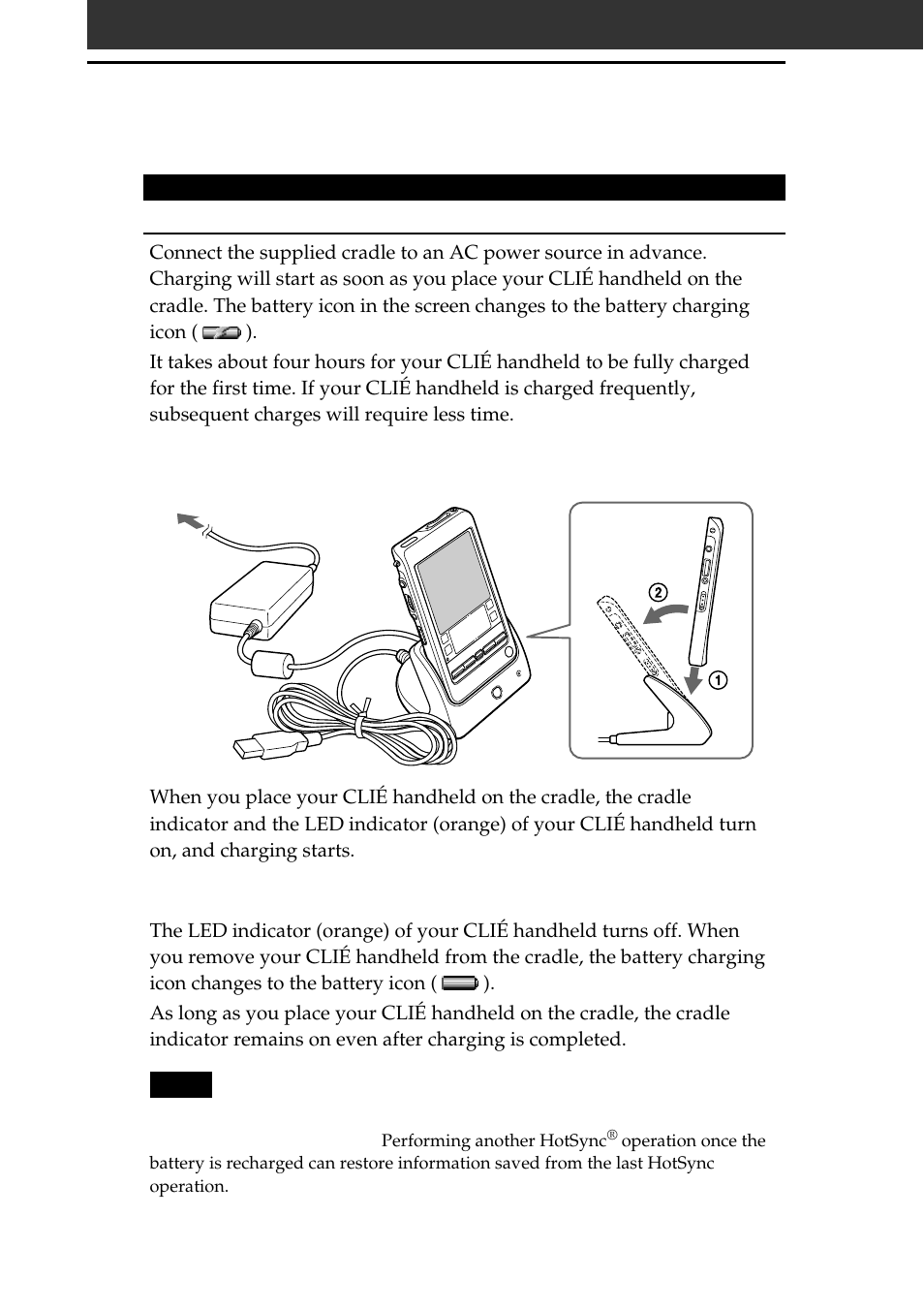 Step 1: charging your sony clié handheld, Step 1: charging your sony clié, Handheld | Sony PEG-T665C User Manual | Page 26 / 68