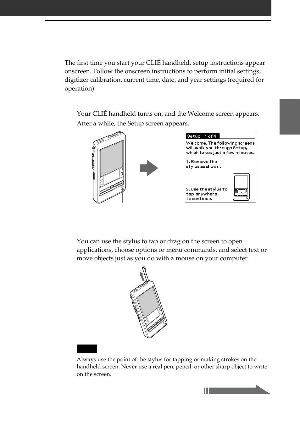 Step 2: turning on your sony clié, Handheld for the first time | Sony PEG-T665C User Manual | Page 27 / 68