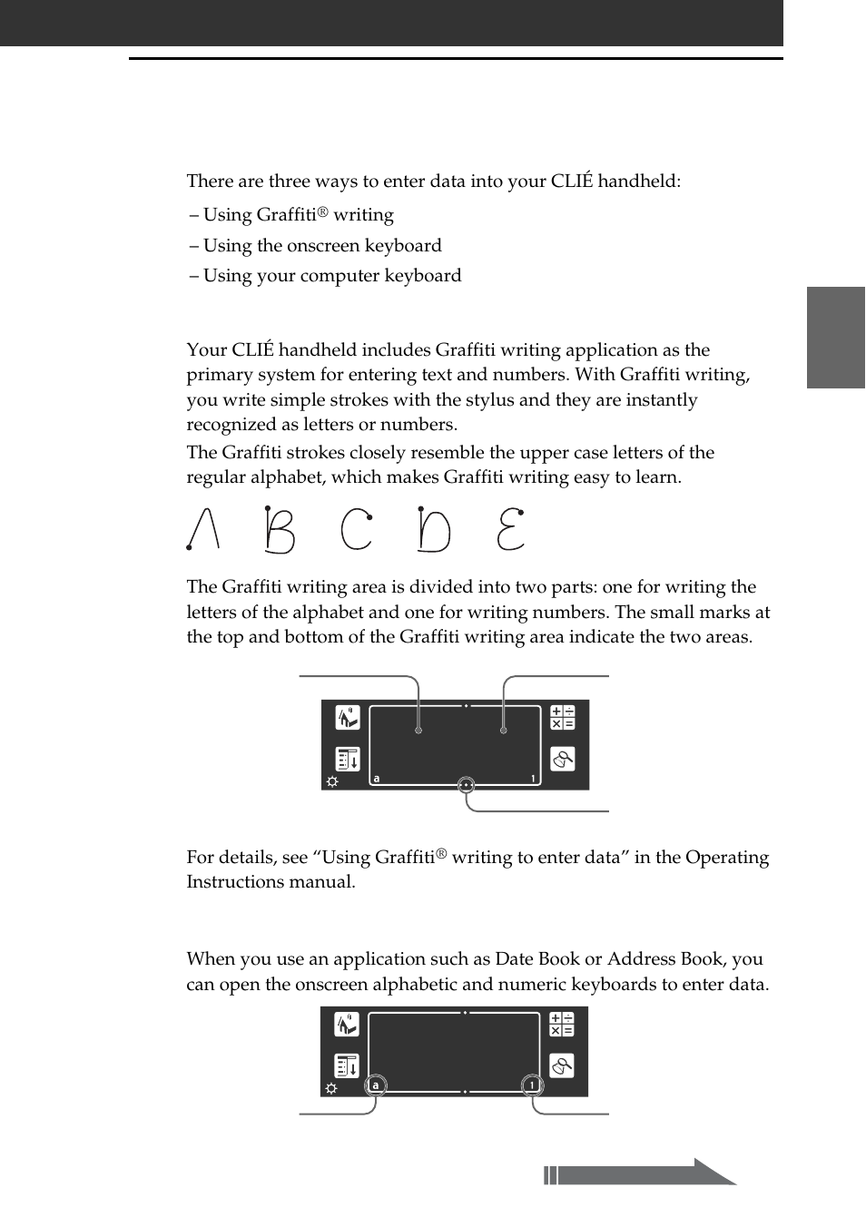 Step 3: entering data into your sony clié handheld, Step 3: entering data into your, Sony clié handheld | Sony PEG-T665C User Manual | Page 31 / 68