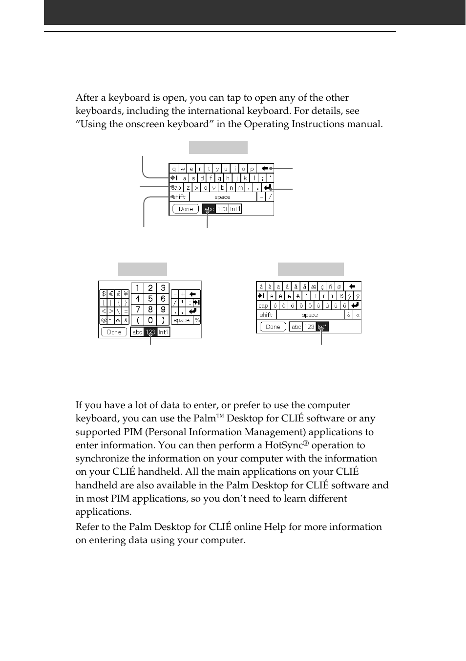 Step 3: entering data into your sony clié handheld, Computer keyboard | Sony PEG-T665C User Manual | Page 32 / 68