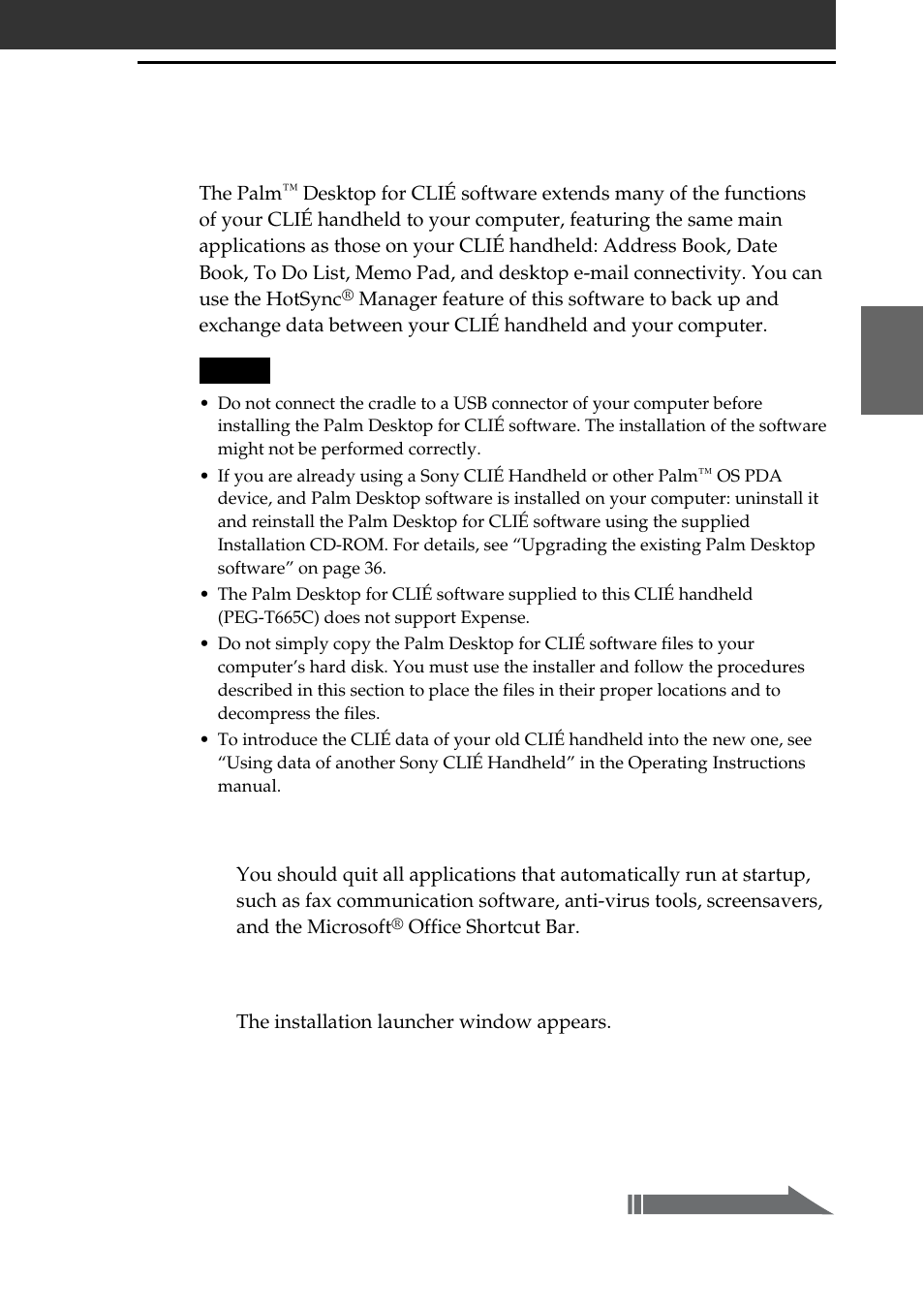 Step 4: installing the palm, Desktop, For clié software on your computer | Desktop for clié software on your computer | Sony PEG-T665C User Manual | Page 33 / 68