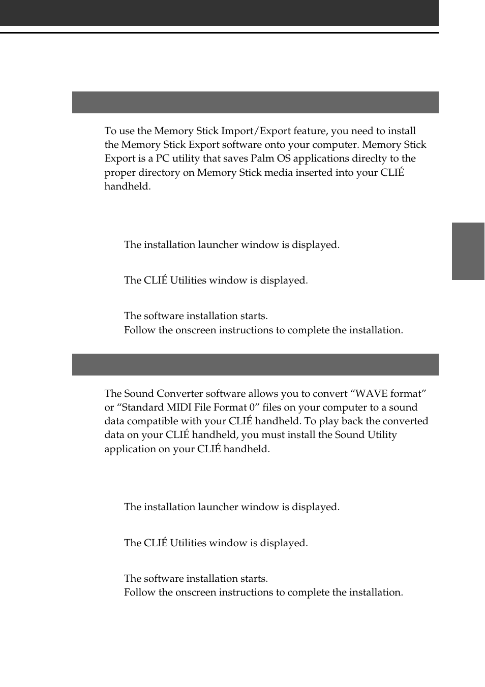 Installing memory stick export, Installing sound converter | Sony PEG-T665C User Manual | Page 53 / 68