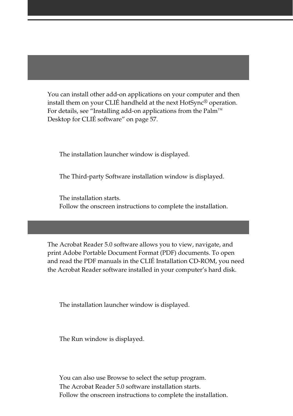 Installing acrobat reader® 5.0 | Sony PEG-T665C User Manual | Page 54 / 68