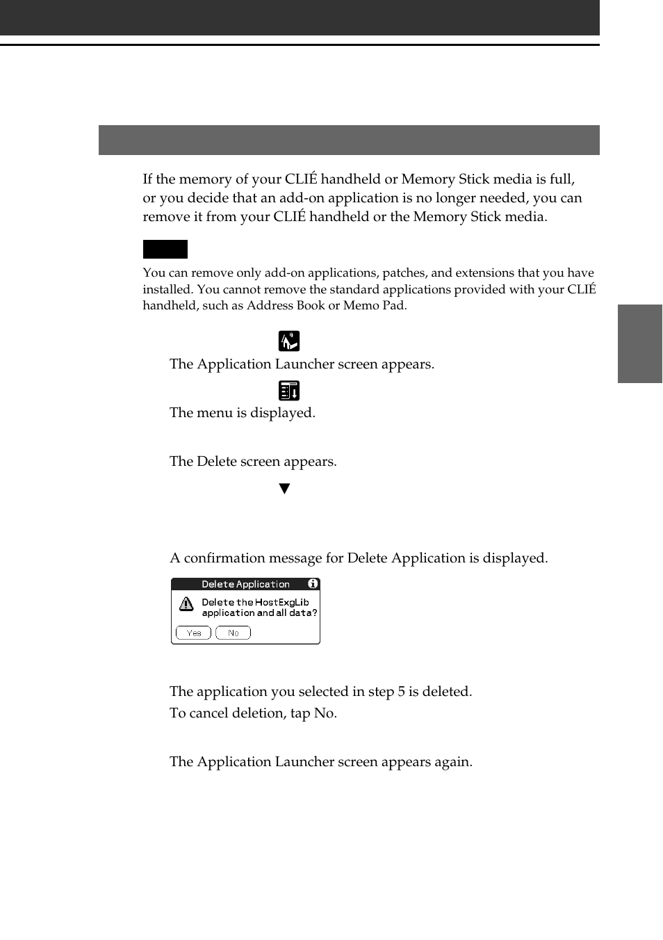 Removing add-on applications | Sony PEG-T665C User Manual | Page 63 / 68