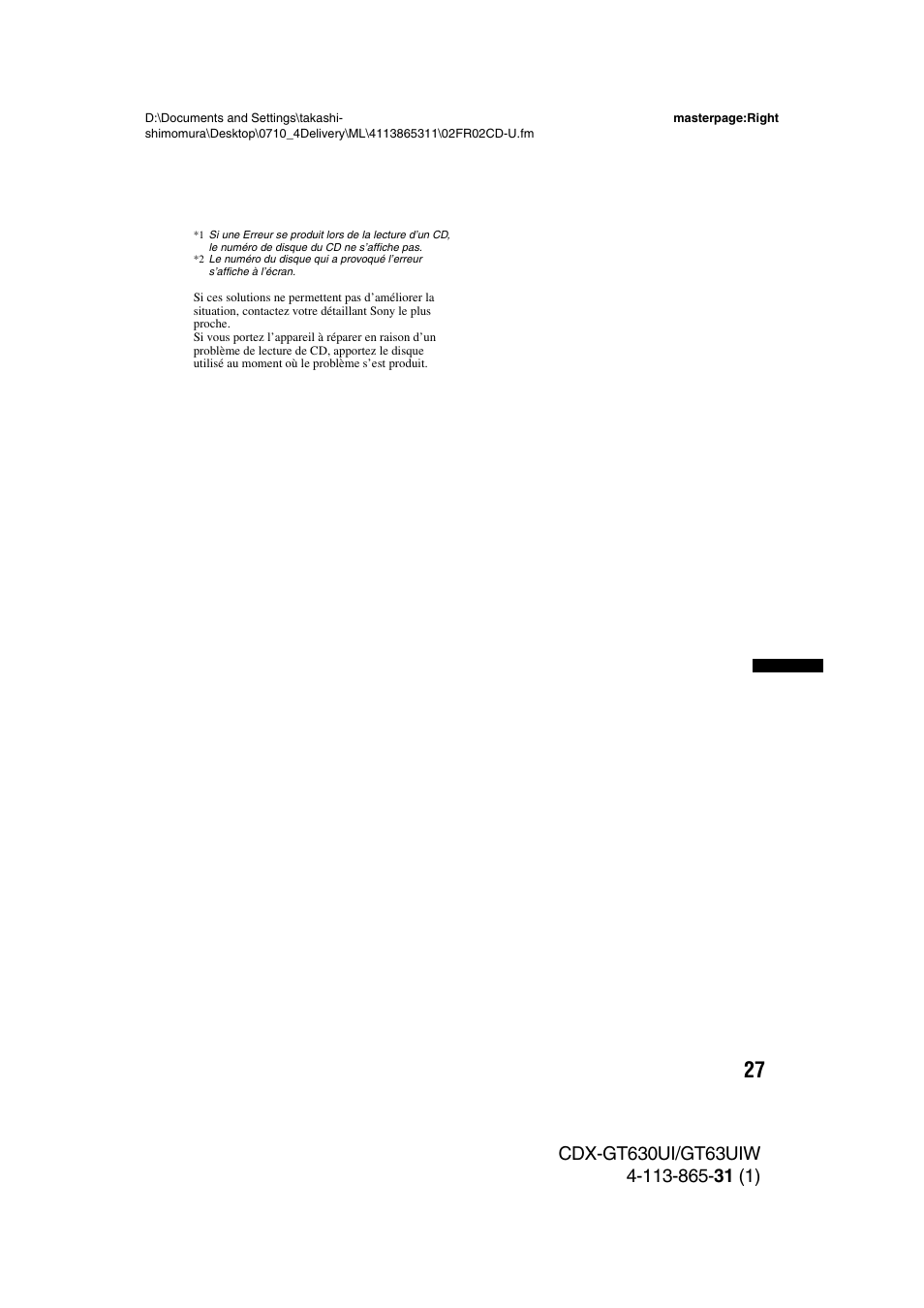 Sony CDX-GT630UI User Manual | Page 51 / 80