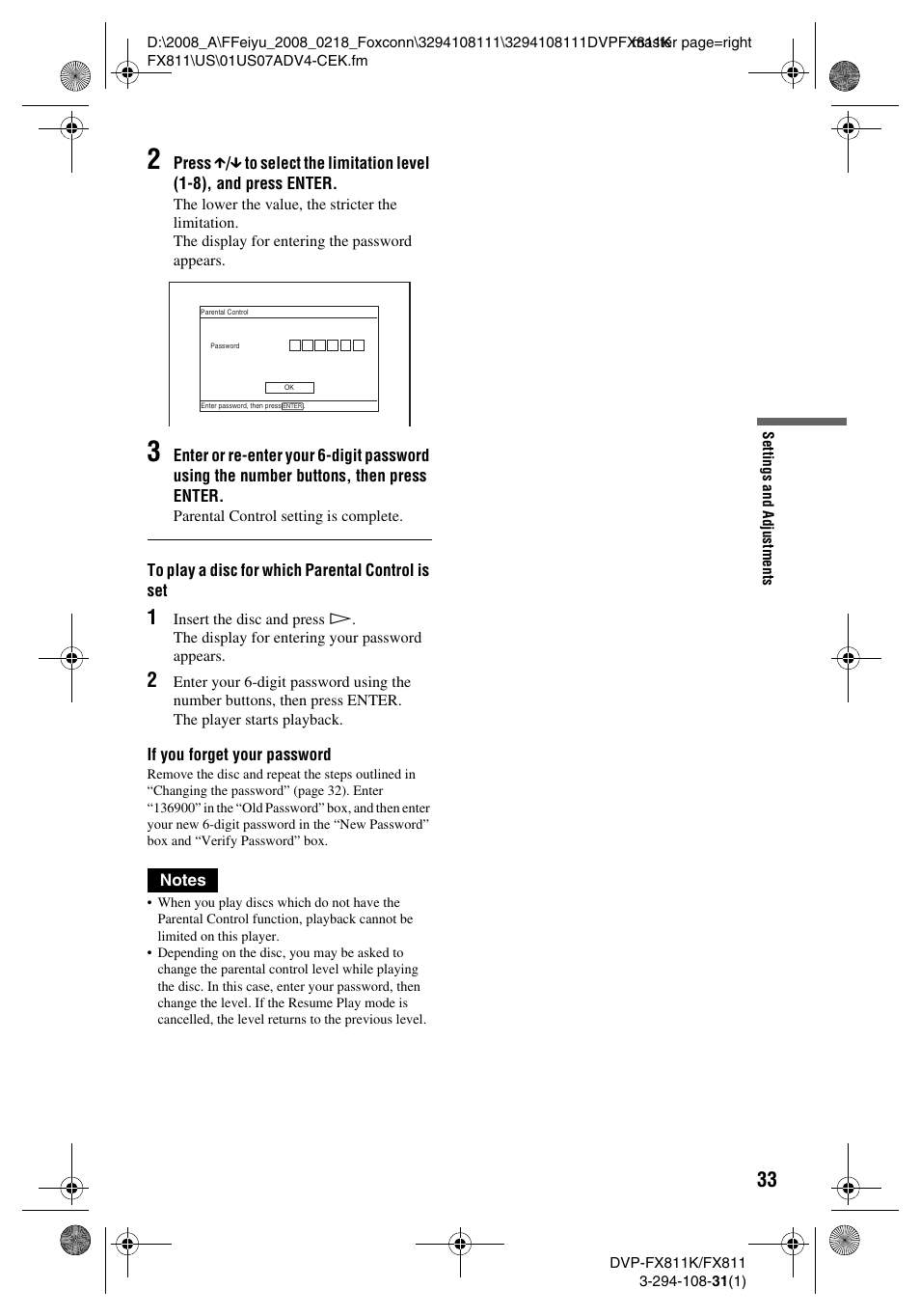 Sony DVP-FX811K User Manual | Page 33 / 60