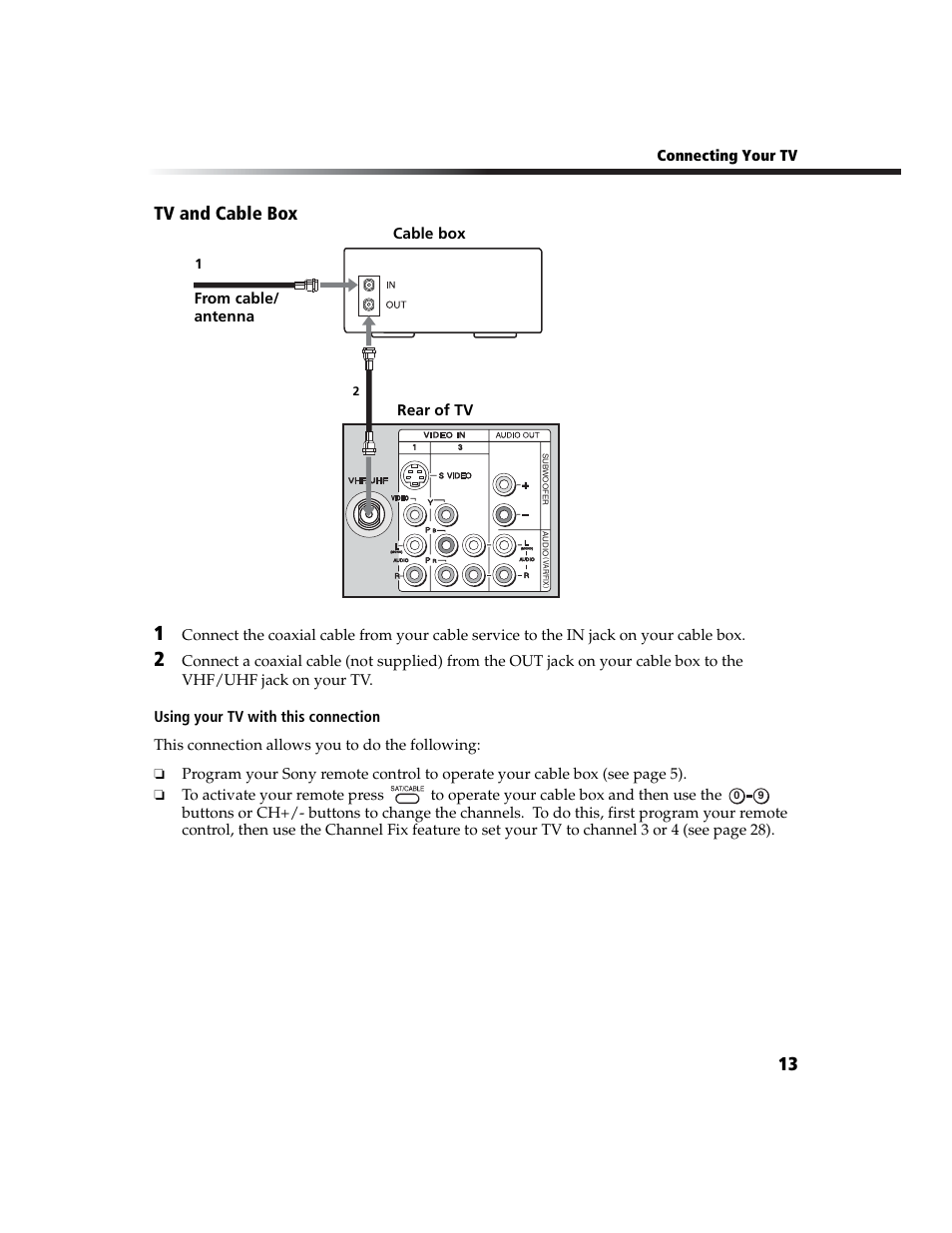 13 tv and cable box | Sony WEGA  KV-20FA210 User Manual | Page 21 / 56