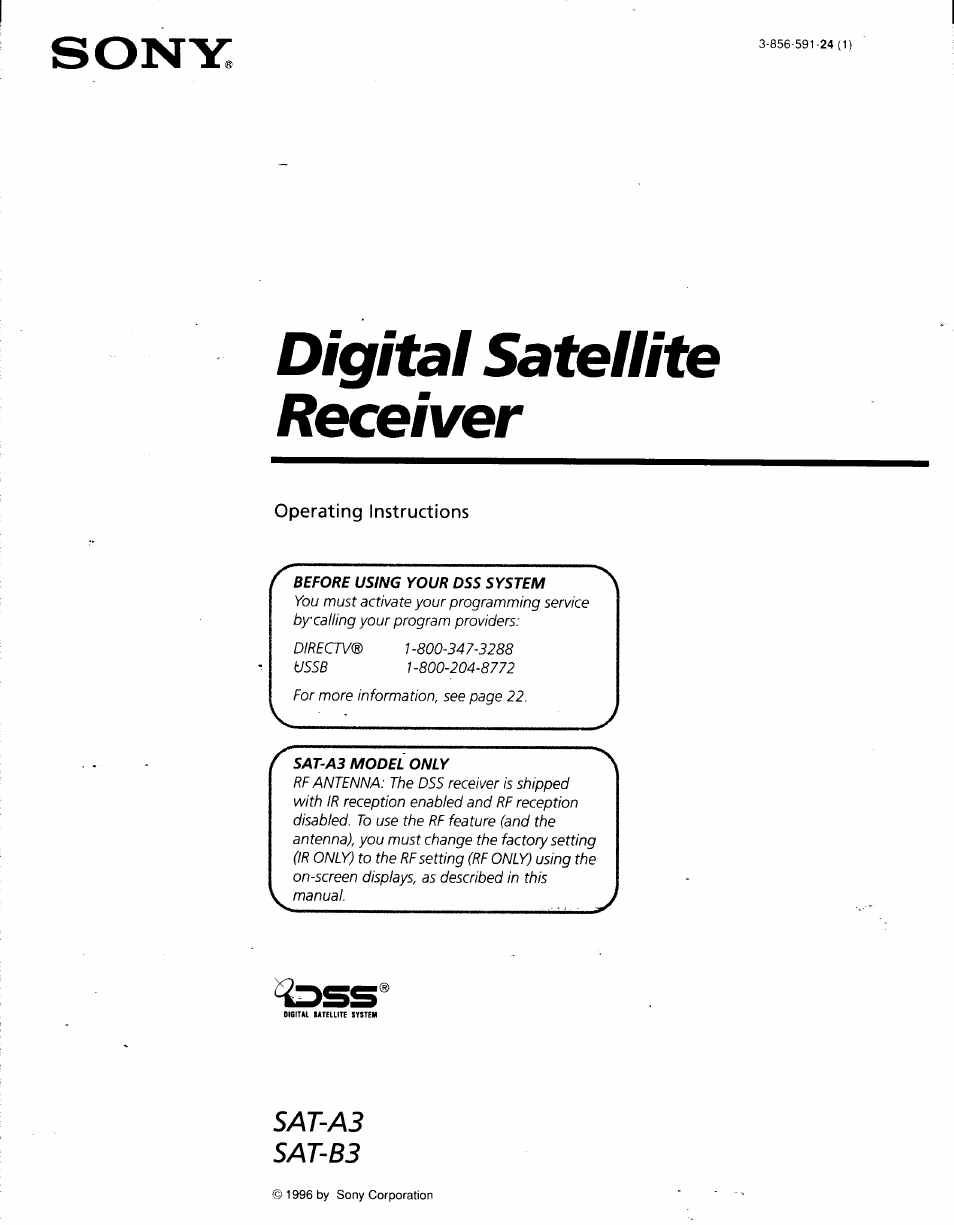 Sony SAT-A3 User Manual | 116 pages