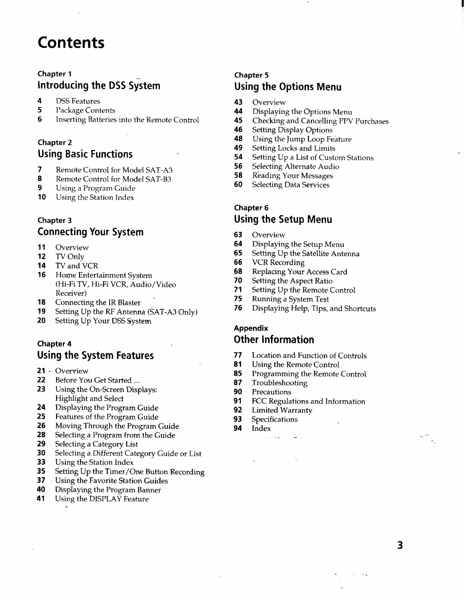 Sony SAT-A3 User Manual | Page 3 / 116