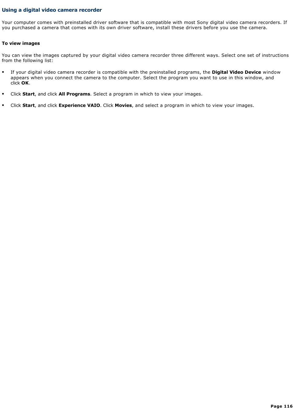 Using a digital video camera recorder | Sony PCG-NV200 User Manual | Page 116 / 187
