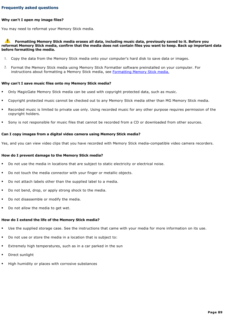 Frequently asked questions | Sony PCG-NV200 User Manual | Page 89 / 187