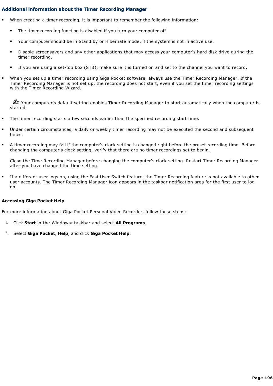 Sony VGN-A130B User Manual | Page 196 / 315