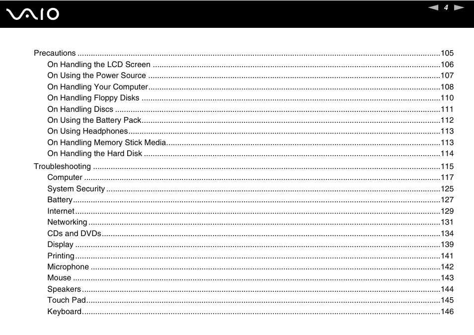 Sony VGN-S660P User Manual | Page 4 / 167