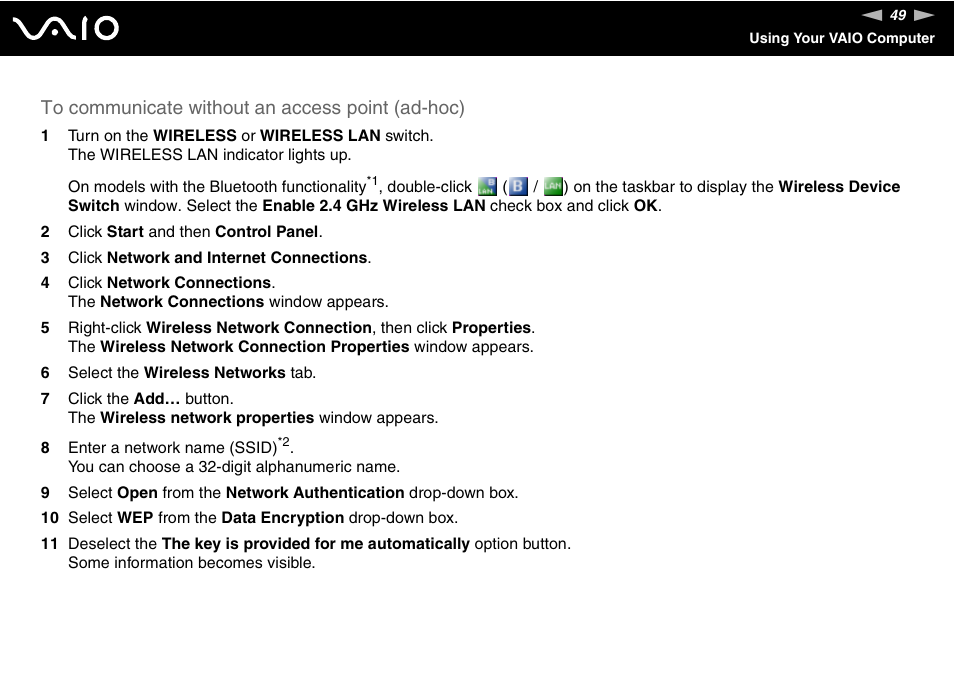 Sony VGN-S660P User Manual | Page 49 / 167