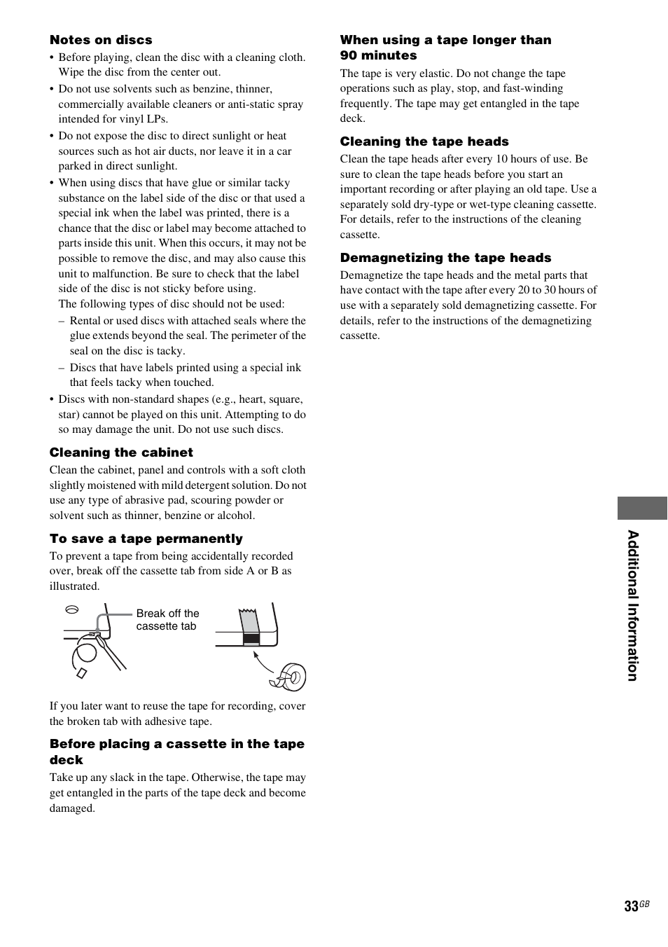 Ad di tiona l inf o rma tion 33 | Sony MHC-GX555 User Manual | Page 33 / 44