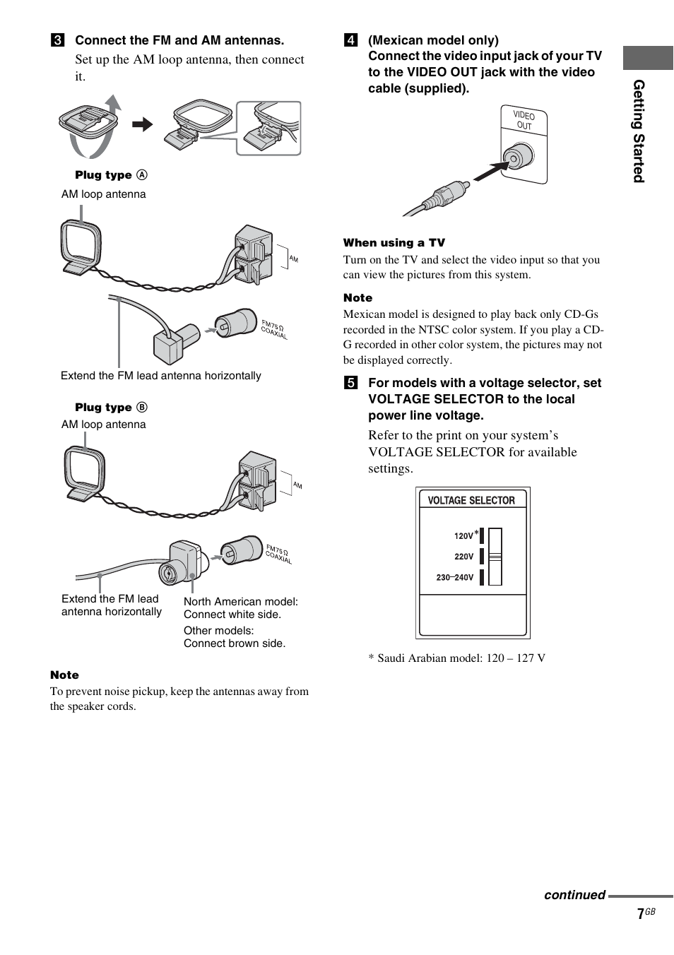 Ge tting star te d 7 | Sony MHC-GX555 User Manual | Page 7 / 44