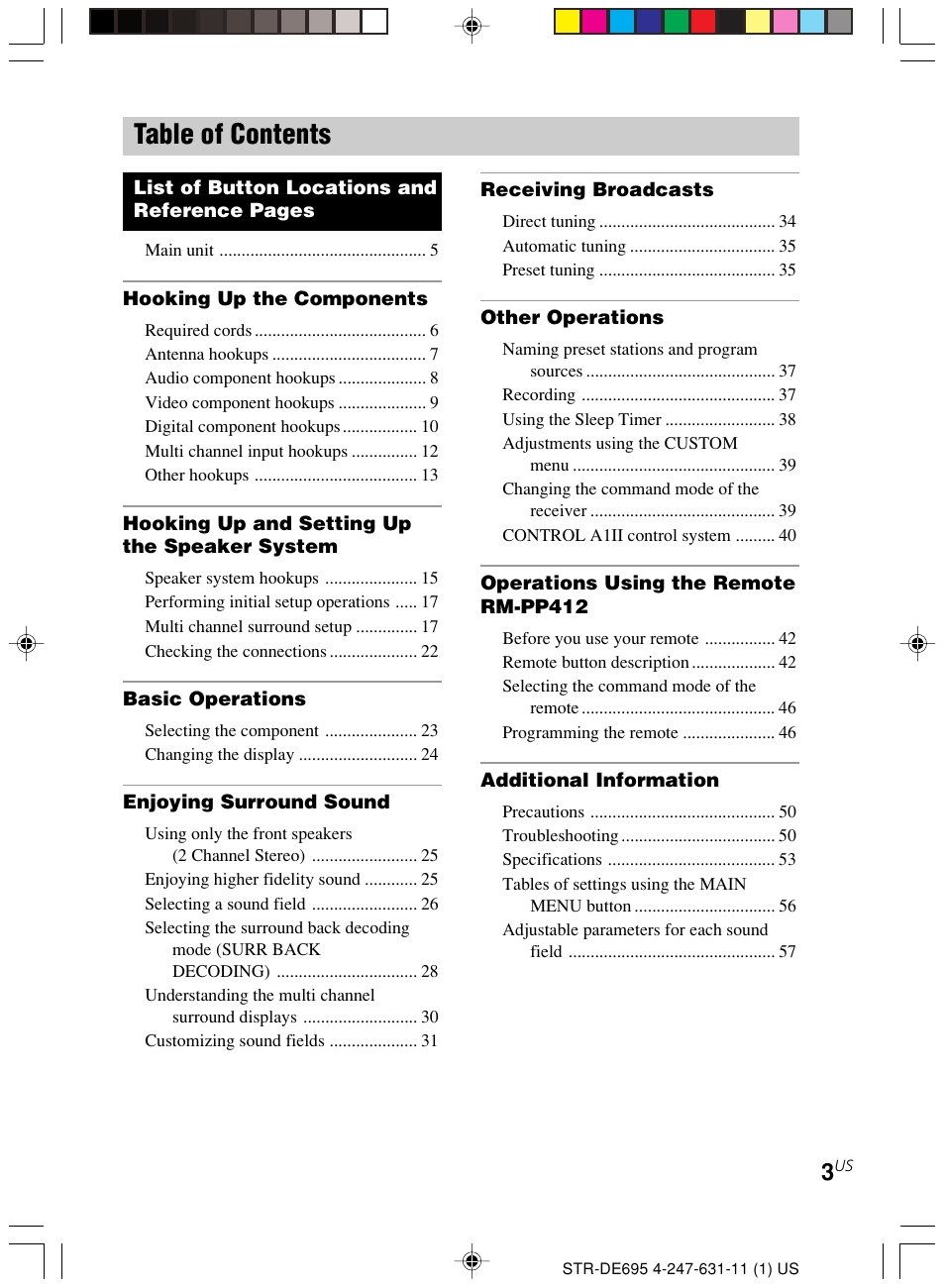 Sony STR-DE695 User Manual | Page 3 / 60