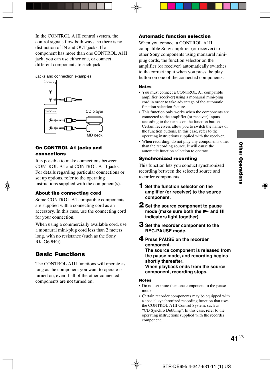 Basic functions | Sony STR-DE695 User Manual | Page 41 / 60