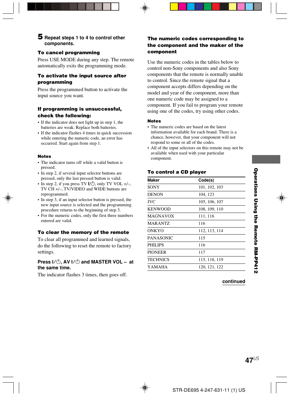 Sony STR-DE695 User Manual | Page 47 / 60