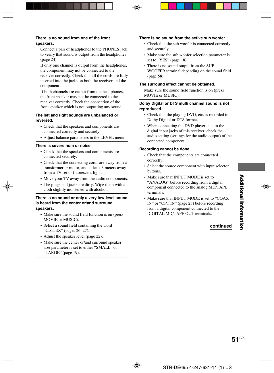 Sony STR-DE695 User Manual | Page 51 / 60